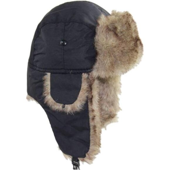 Trapper Warm Russian Trooper Hat Black - Picture 1 of 2